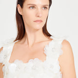 White Tulle Dress With Beaded Flower Details