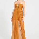 Cinnamon Strapless Jumpsuit With Inner Shorts And Sequin Details