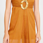 Cinnamon Strapless Jumpsuit With Inner Shorts And Sequin Details