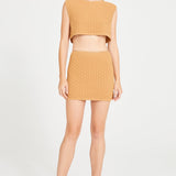 Tan Mini Skirt With Chain Detail