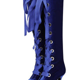 Velvet Lace Up Heeled Boots