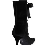 Velvet Lace Up Heeled Boots