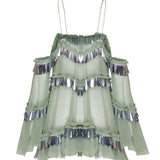 ruffled-mini-lace-dress-with-mirror-fringes raisa_vanessa ruffled-mini-lace-dress-with-mirror-fringes