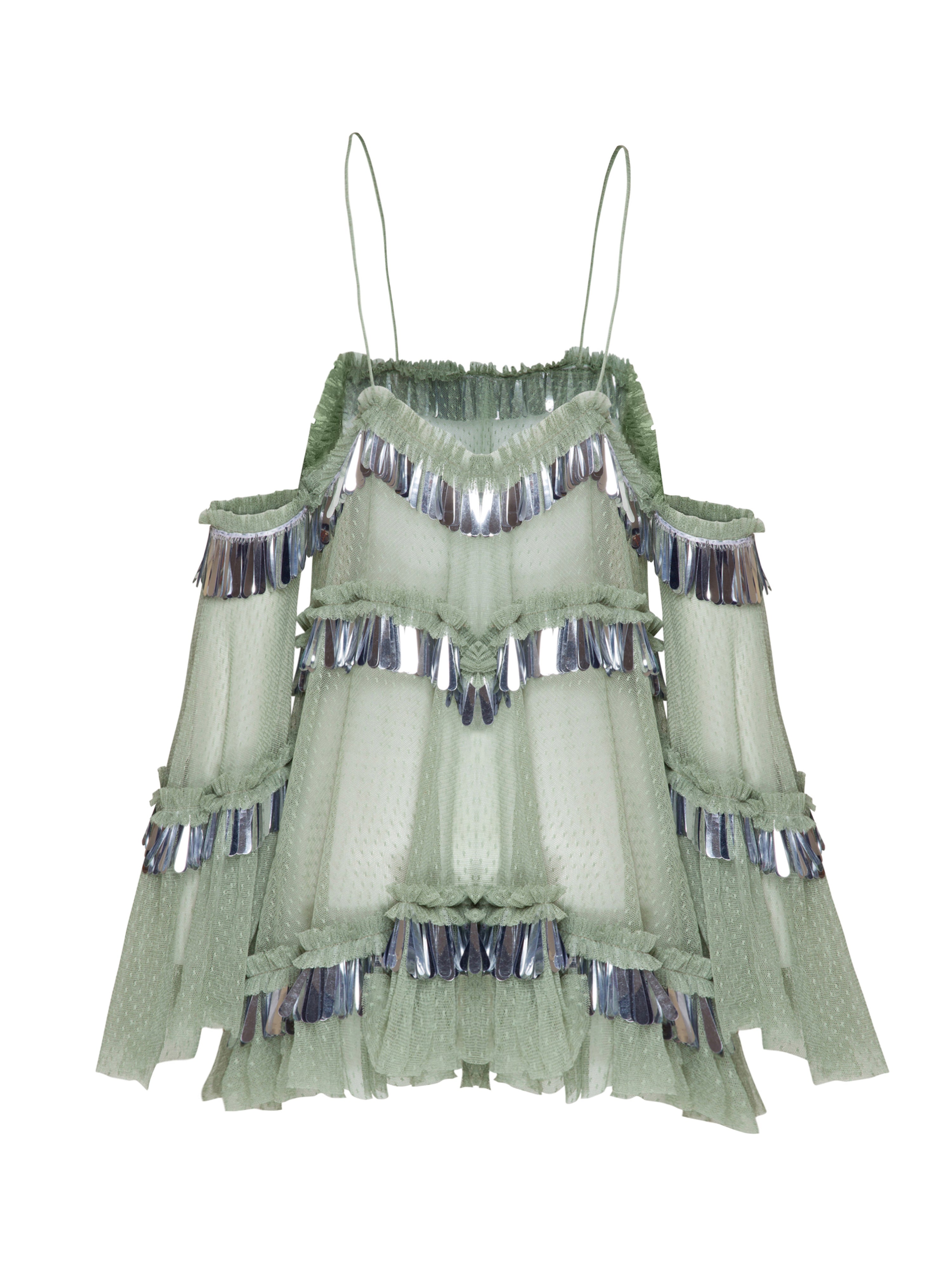 ruffled-mini-lace-dress-with-mirror-fringes raisa_vanessa ruffled-mini-lace-dress-with-mirror-fringes