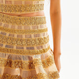 Tulle Maxi Skirt with Gold Embroidery Line Details