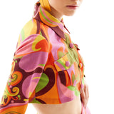 Printed Linen Crop Shirt