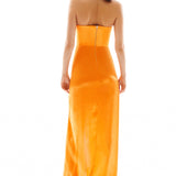 Strapless Satin Maxi Dress