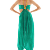 Crushed Chiffon Baggy Jumpsuit with Gold Chain Detail