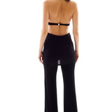 Halter Neck Buzi Skirt Pant Jumpsuit with Gold Chain