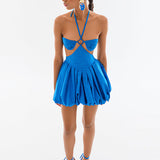 Blue Balloon Faille Mini Dress