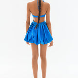 Blue Balloon Faille Mini Dress