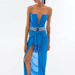 RS23-D-2063-Blue-38 raisa_vanessa satin-deep-v-neck-strapless-maxi-dress-with-gold-belt