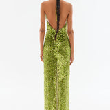 Halter Neck Sequined Maxi Dress