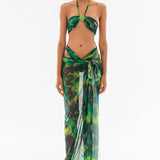 Patterned Tulle Sarong With Tie Detail