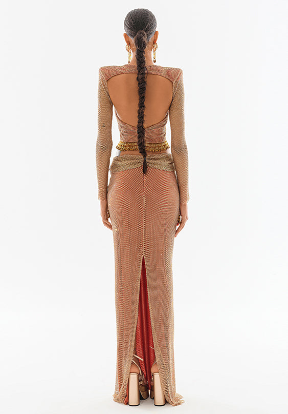 RS23-S-2005-Cinnamon-36 raisa_vanessa crystal-embellished-fishnet-maxi-skirt-with-beaded-fringe-details
