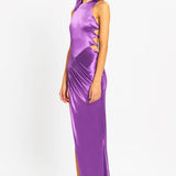 Crew Neck Maxi Dress with High Slit