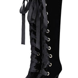 Velvet Lace Up Heeled Boots