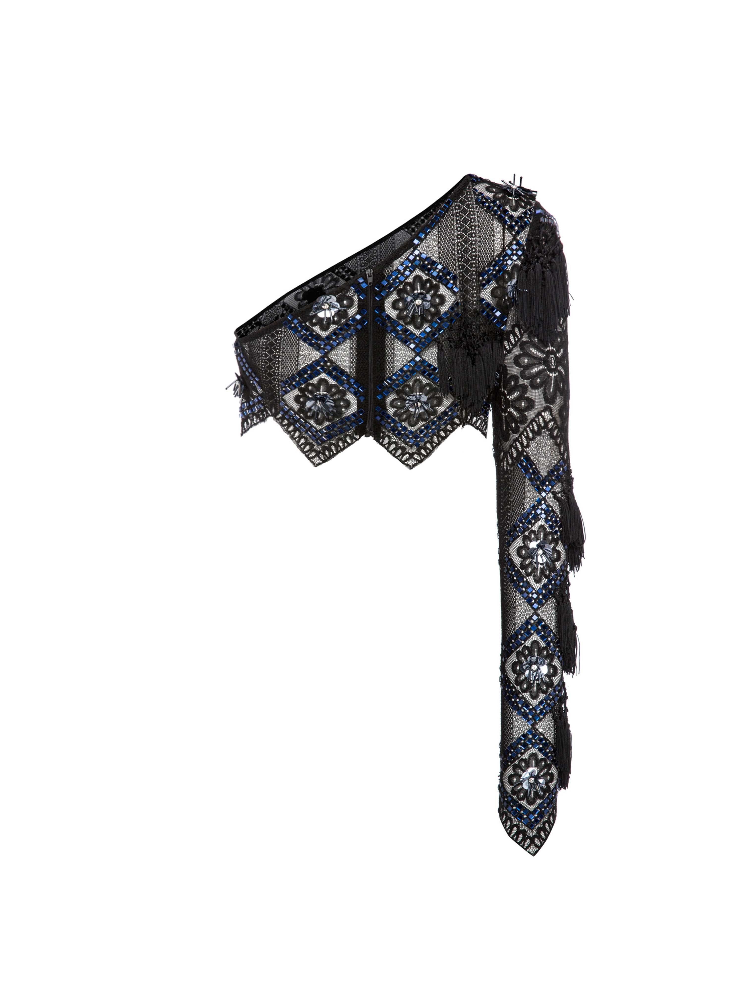 Asymmetric Strass Embellished Cropped Top