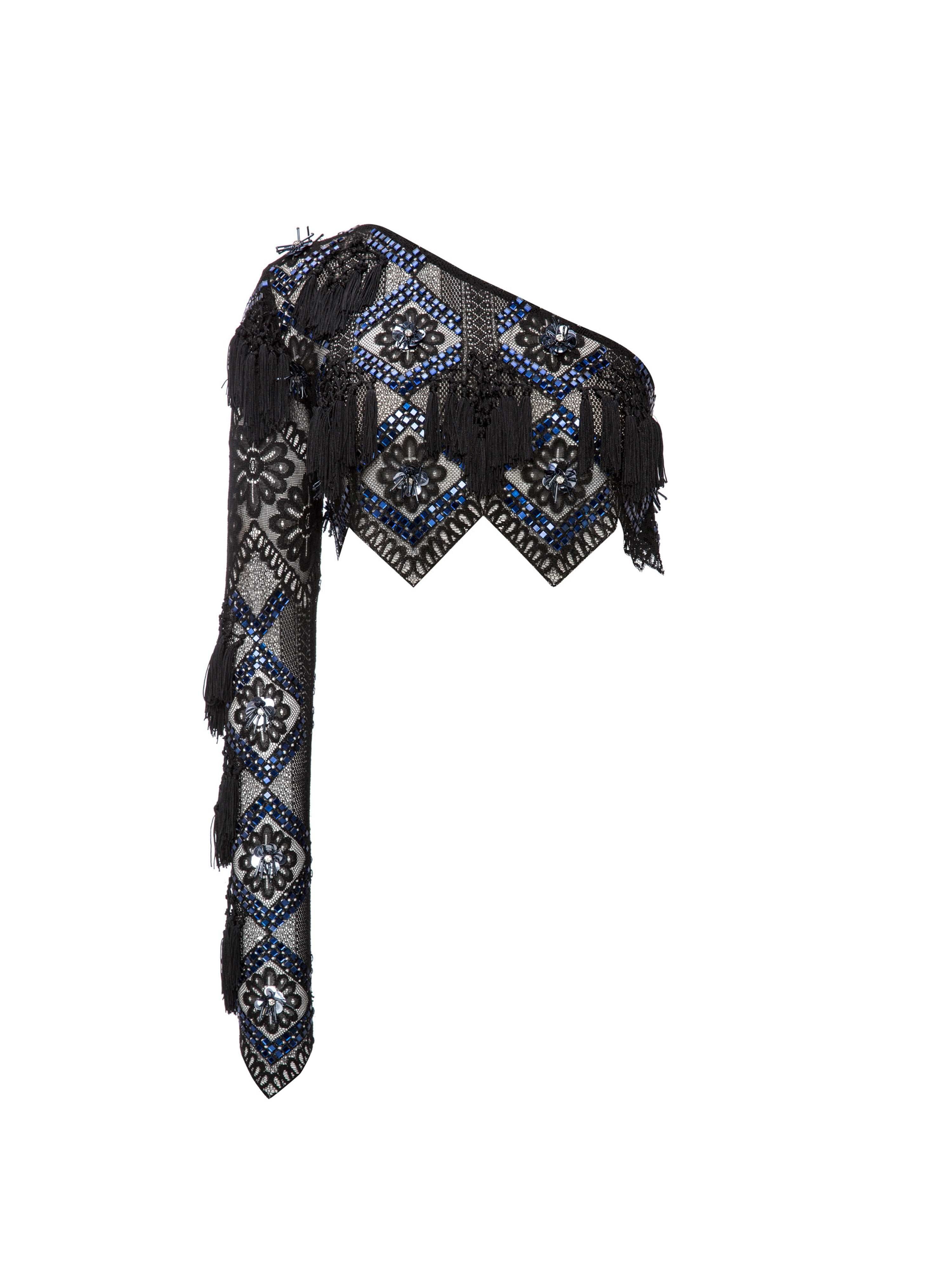 Asymmetric Strass Embellished Cropped Top