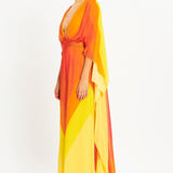 High V-Neck Long Sleeve Maxi Dress