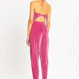 Halter Neck Jumpsuit with Cutout and Belt Details