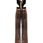 Black/Bronze Sequined Chiffon Jumpsuit