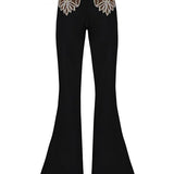 High Waisted Trousers with Embroidery Details