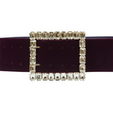 Plum Velvet Belt with Strass Buckle