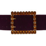 Plum Velvet Belt with Strass Buckle