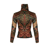 Paisley Patterned Velvet Turtle Neck Top