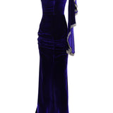 One-shoulder Velvet Maxi Dress