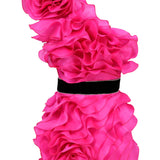 One Shouldered Ruffled Rose Mini Dress