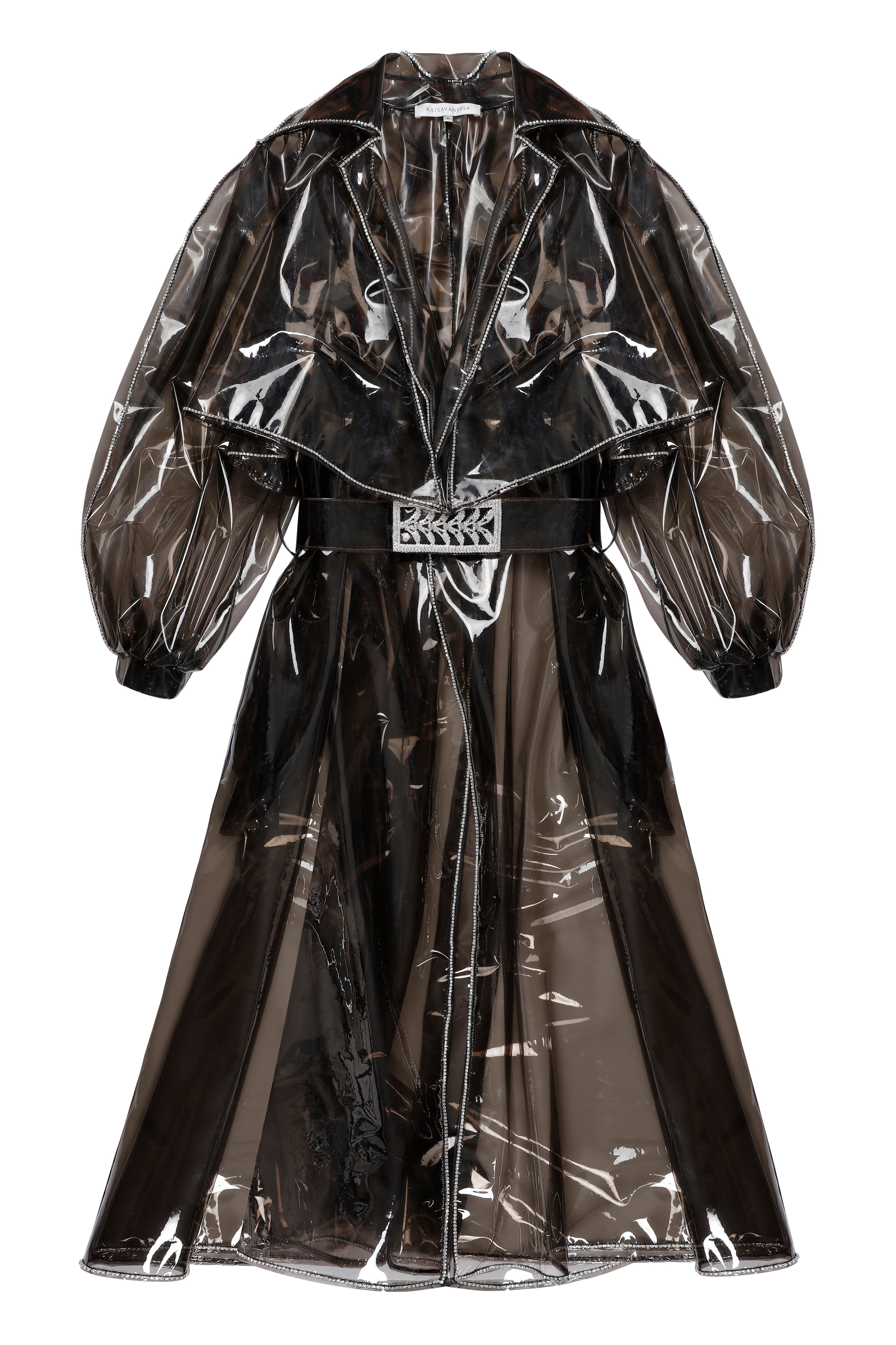 crystal-belted-beaded-long-raincoat raisa_vanessa crystal-belted-beaded-long-raincoat