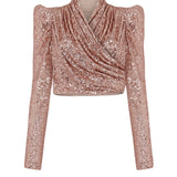 Sequined Wrap Top