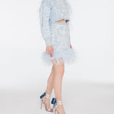 beaded-feather-embellished-mini-skirt raisa_vanessa beaded-feather-embellished-mini-skirt