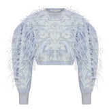 beaded-jacquard-mini-sweater-with-feathers raisa_vanessa beaded-jacquard-mini-sweater-with-feathers