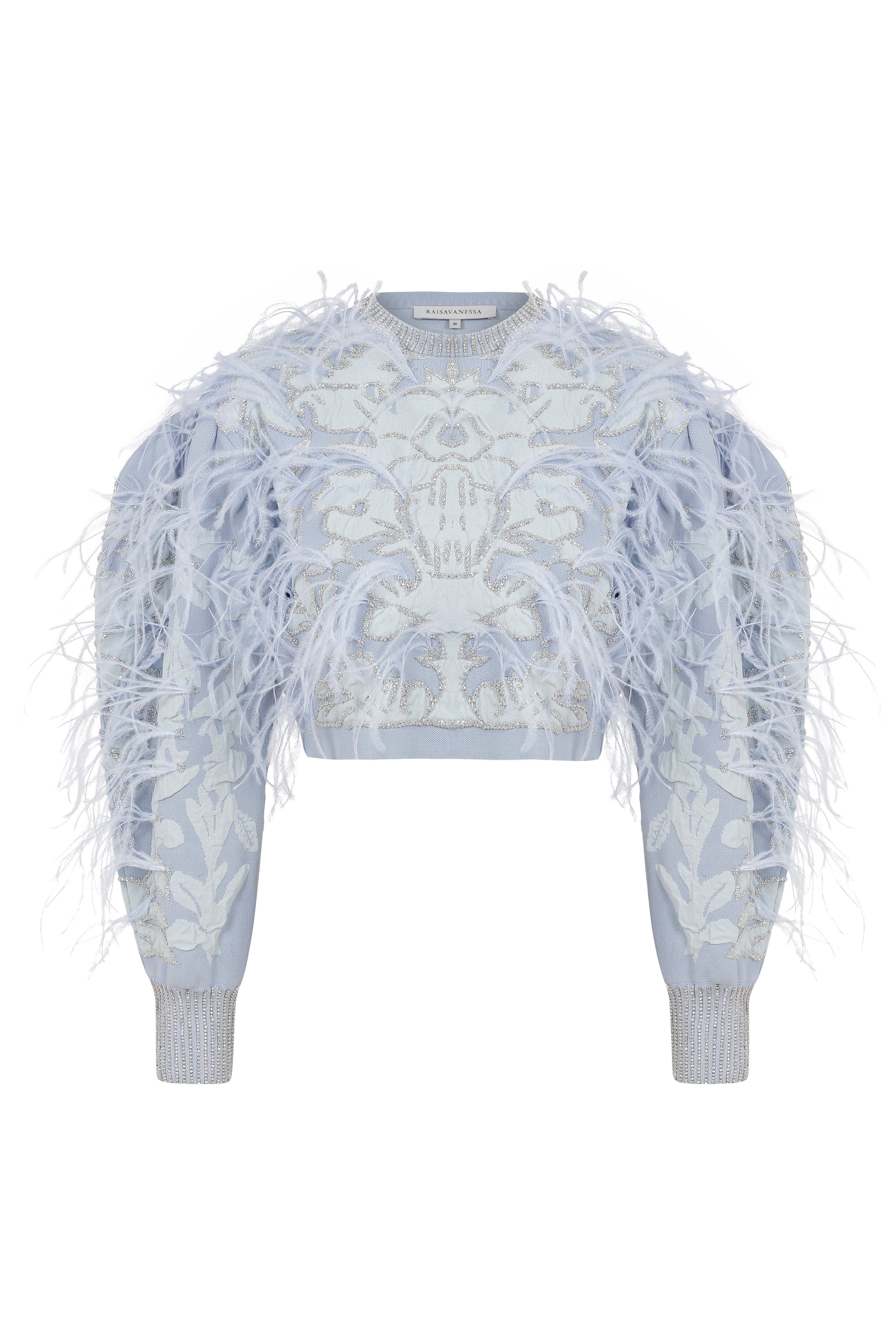 beaded-jacquard-mini-sweater-with-feathers raisa_vanessa beaded-jacquard-mini-sweater-with-feathers