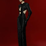 FW23-D-4042-Black-36 raisa_vanessa black-chiffon-maxi-dress-with-embroidery-and-velvet-open-front-detail