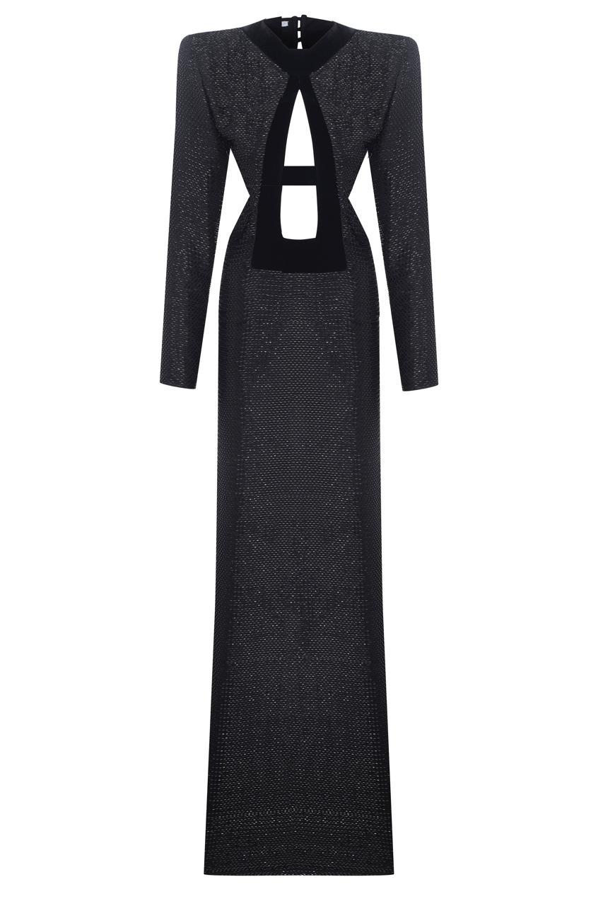 black-chiffon-maxi-dress-with-embroidery-and-velvet-open-front-detail raisa_vanessa black-chiffon-maxi-dress-with-embroidery-and-velvet-open-front-detail