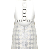 Halter Neck Crystal Embellished Mini Dress With Neck Details