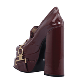 Brown Platform Clog Shoes with Accessory Detail