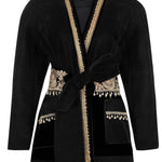 Black Jacket Dress with Gold Embroidery