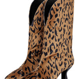 Leopard Printed Low Heeled Boots