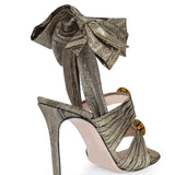 Metallic High Heels with Gold Buckles