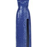 Sapphire Sequined Halter Neck Maxi Dress with Slit