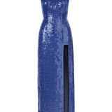 Sapphire Sequined Halter Neck Maxi Dress with Slit