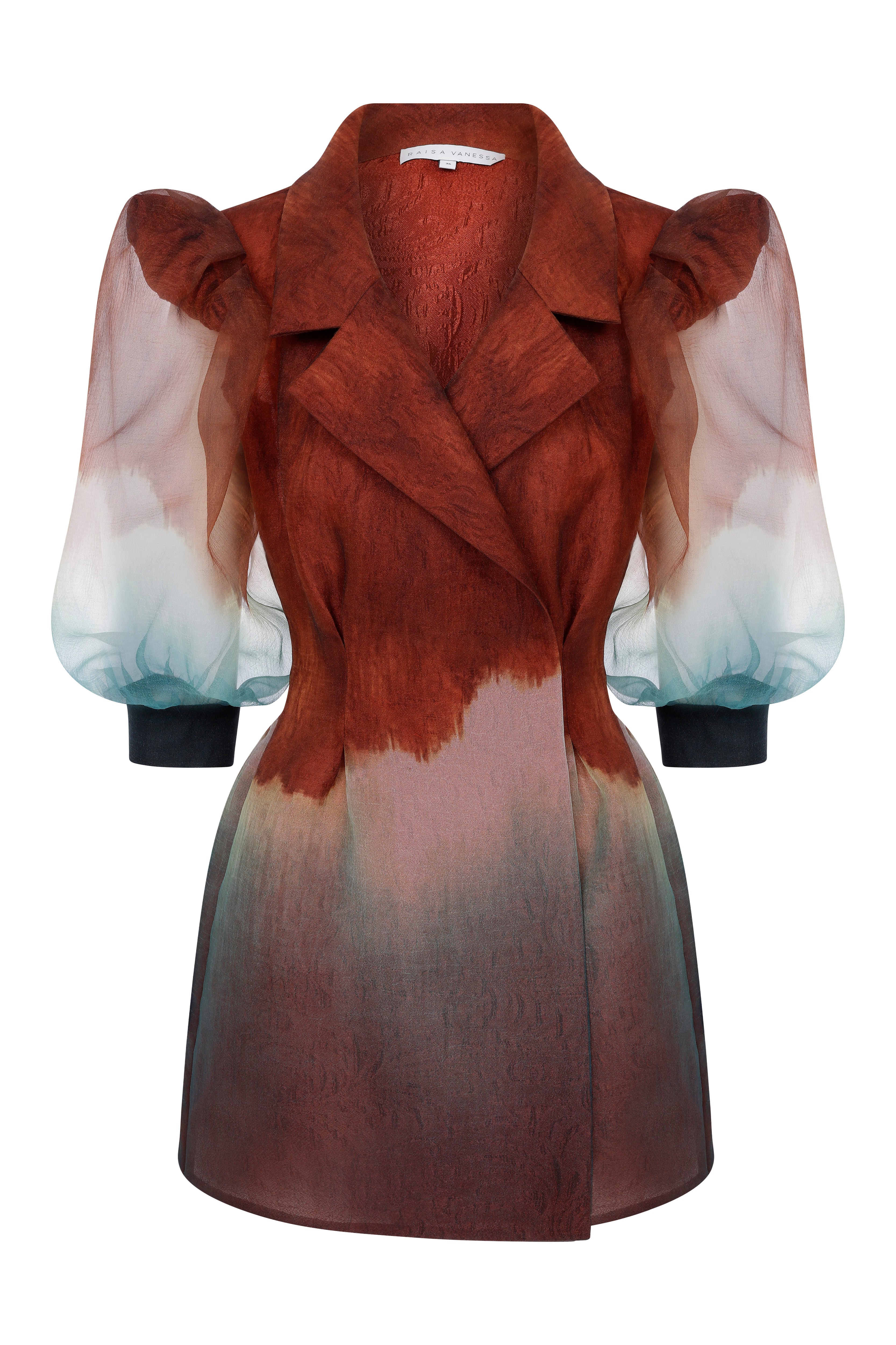 FW21-D-260-Brown-36 raisa_vanessa organza-puff-sleeve-jacket-dress