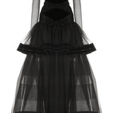 Tulle Ruffled Off The Shoulder Maxi Gown