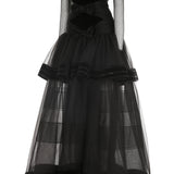 Tulle Ruffled Off The Shoulder Maxi Gown