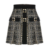 Tweed Skirt with Gold Buckles